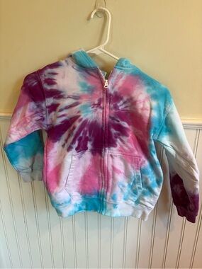 Kids Tie-Dye Zip Hoodie in Pink, Purple & Blue